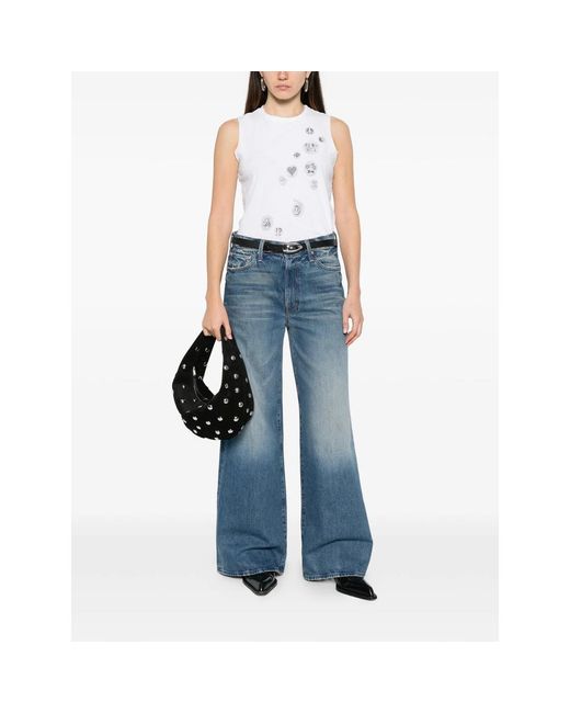Mother White Graphic-Print Sleeveless Top