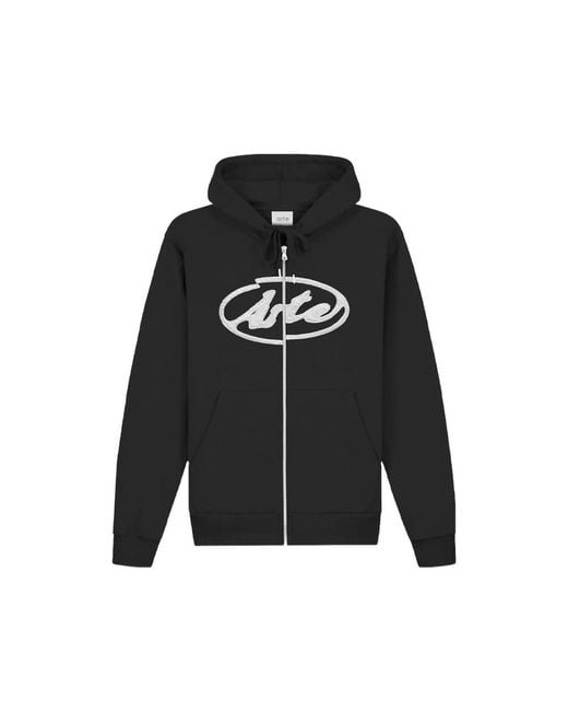 Arte' Black Zip-Up Hoodie for men