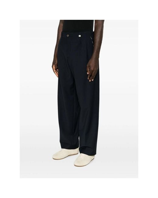 Myths Black Pleated-Front Wide-Leg Trousers for men