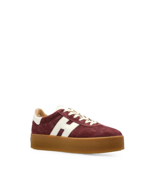 Hogan Brown Cool Logo-Patch Platform Sneakers