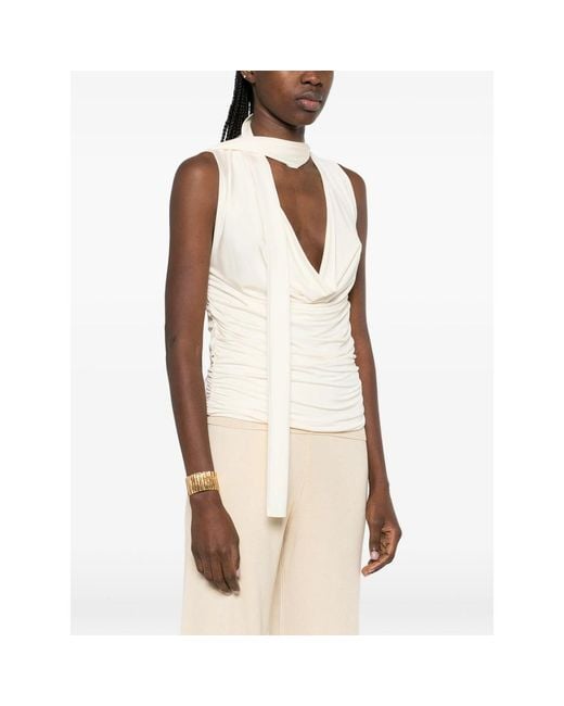 AYA MUSE Natural Self-Tie Draped Top