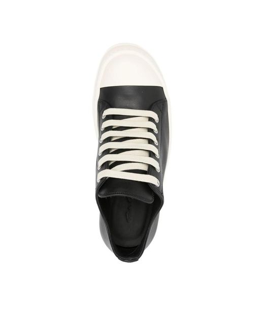 Rick Owens Black Leather Sneakers