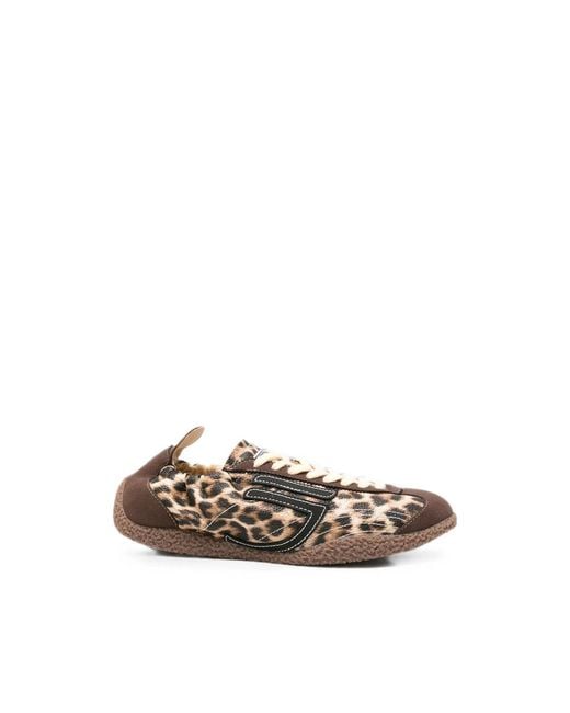 PURAAI Multicolor Leopard-Print Lace-Up Sneakers