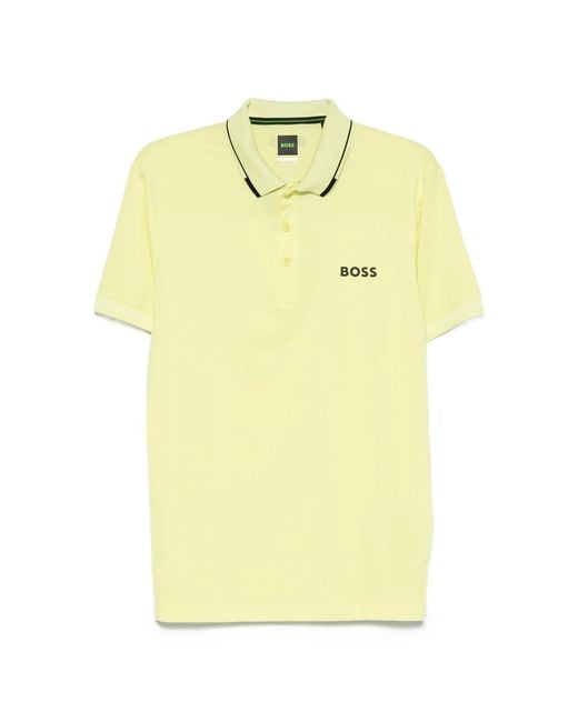 Boss Yellow Logo-Embroidered Polo Shirt for men