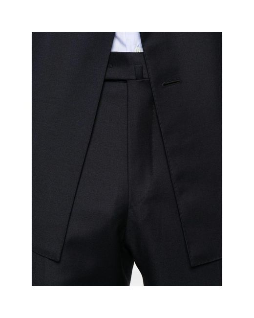 Caruso Blue Double-Breasted Wool Suit for men