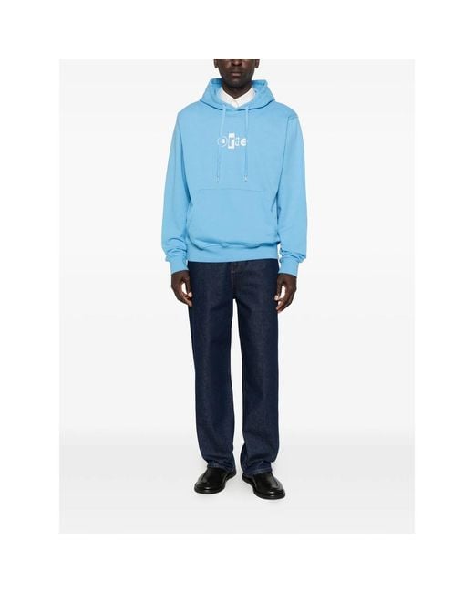 Arte' Blue Logo-Print Drawstring Hoodie for men