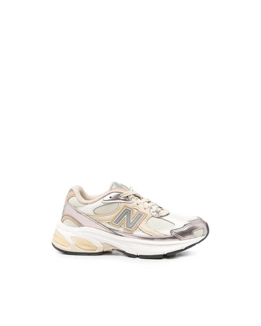New Balance White Panelled Lace-Up Sneakers