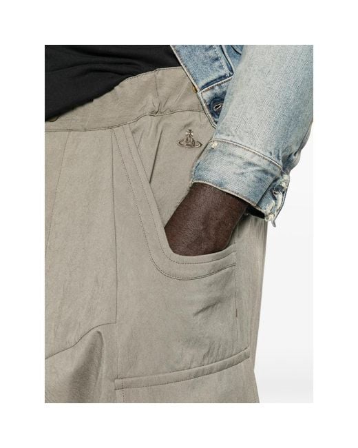 Vivienne Westwood Gray Orb-Embroidered Cargo Pants for men