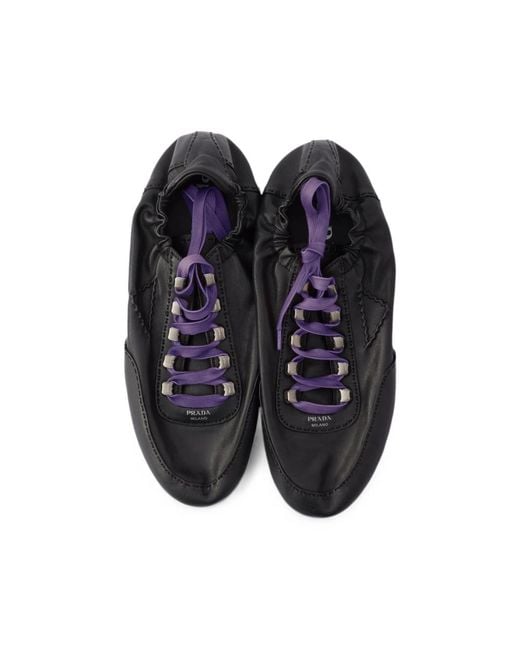 Prada Black Collapse Antiqued Nappa Leather Sneakers With Hooks for men