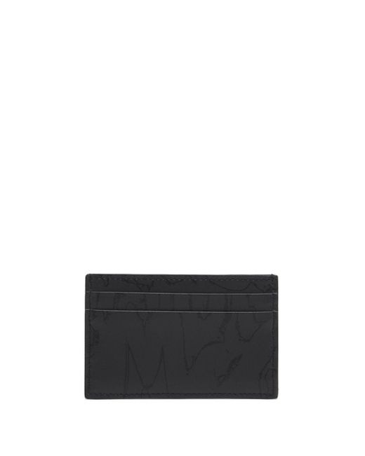Alexander McQueen Black Graffiti Leather Card Holder for men