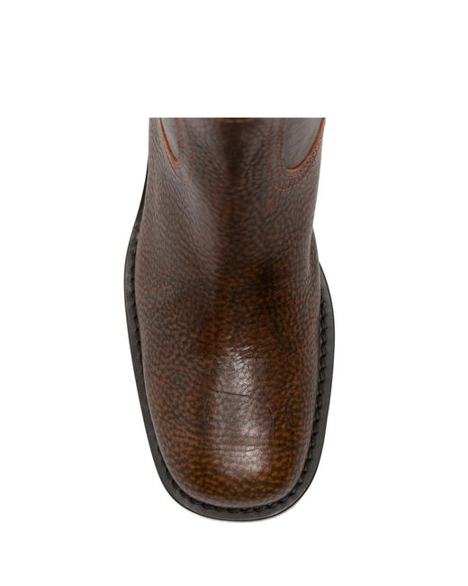 Dries Van Noten Brown Grainy Leather Boots