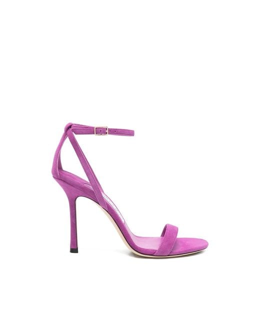 Jimmy Choo Pink Moza Suede Ankle-Strap Sandals