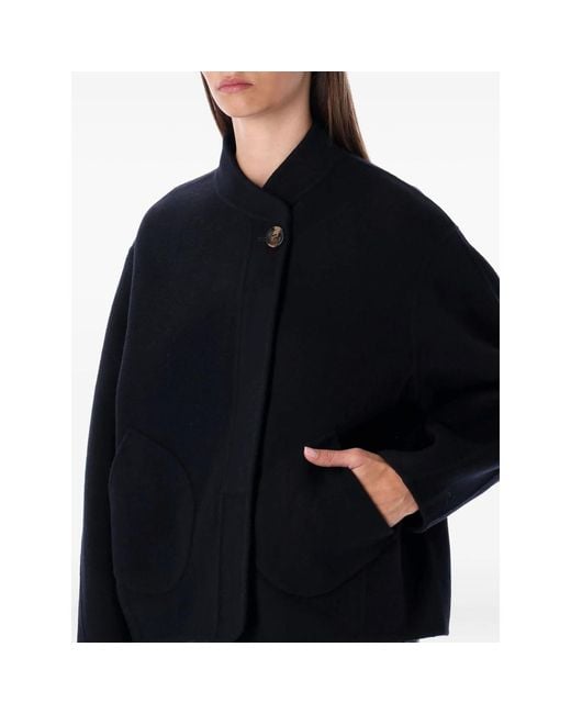 Soeur Black Windsor Patch-Pocket Coat
