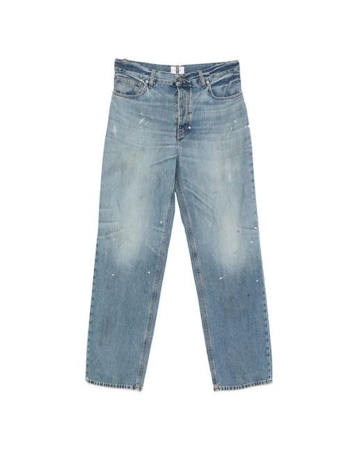 Haikure Blue Five-Pocket Paint-Splatter Jeans for men