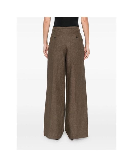 Rohe Brown Drawstring Pleat Trousers
