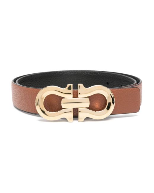 Ferragamo Brown Reversible Gancini Leather Belt