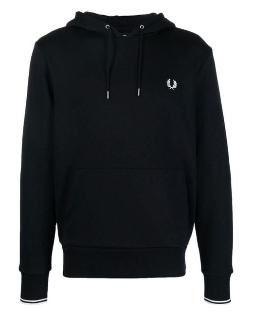 Fred Perry Blue Embroidered Logo Hoodie for men
