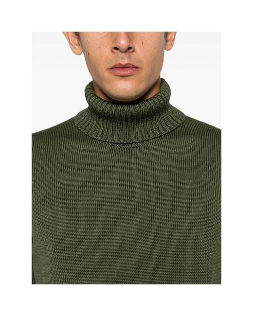 Zanone Green Roll-Neck Ribbed Sweater for men