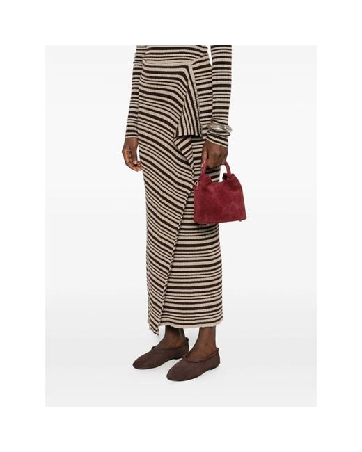 Elleme Red Madeleine Suede Top-Handle Tote Bag