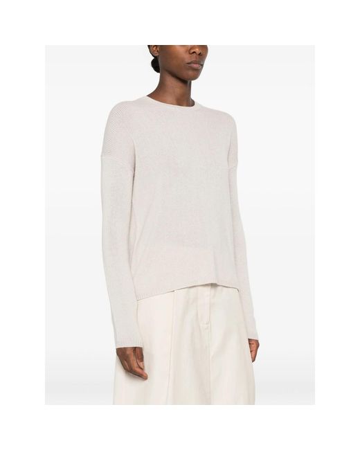 Allude White Ribbed-Knit Drop-Shoulder Cashmere Sweater