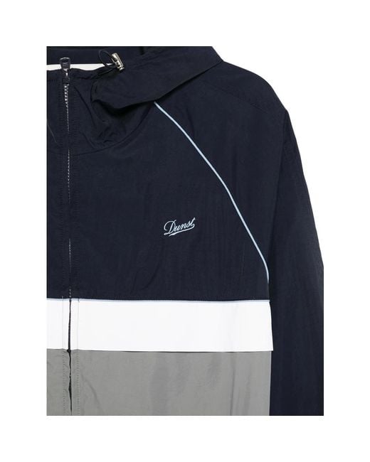 DUNST Blue Hooded Colourblock Windbreaker for men