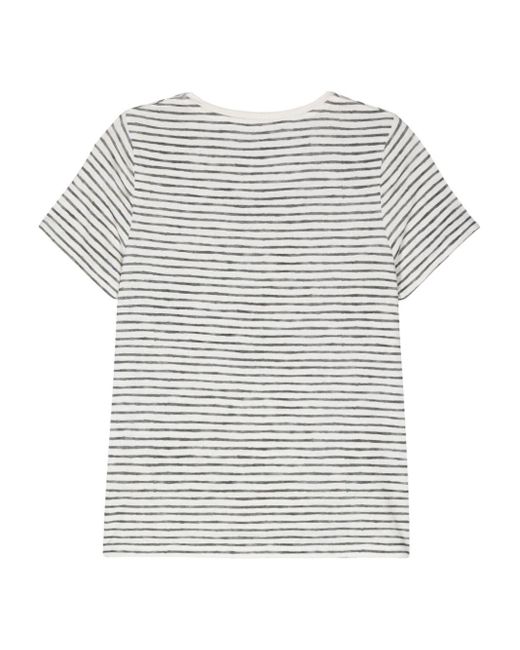 Majestic Filatures Gray Striped Short-Sleeve T-Shirt