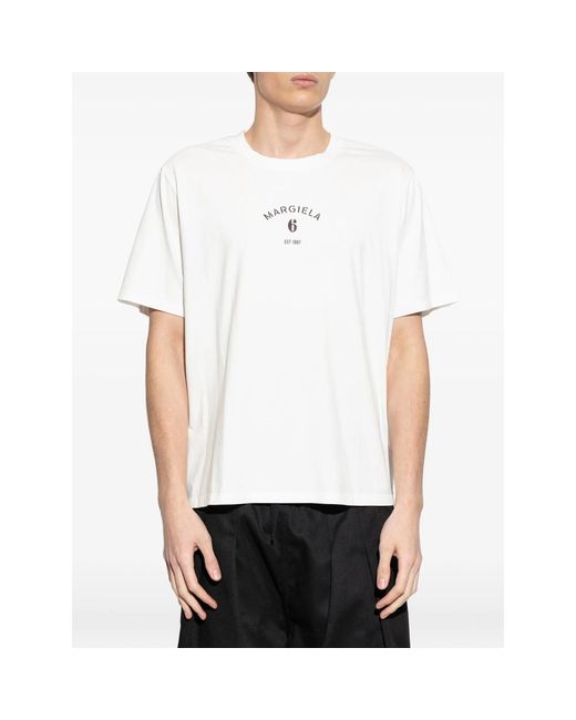 MM6 by Maison Margiela White Logo-Print T-Shirt for men