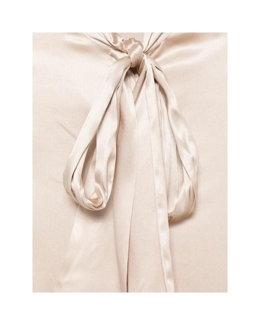 Mazzarelli Natural Pussy-Bow Satin Blouse