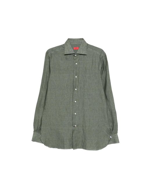 Isaia Green Button-Fastening Shirt for men