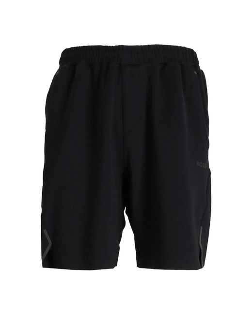 Boss Black Elasticated-Waistband Track Shorts for men