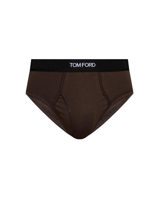 Tom Ford Black Branded-Waistband Briefs for men