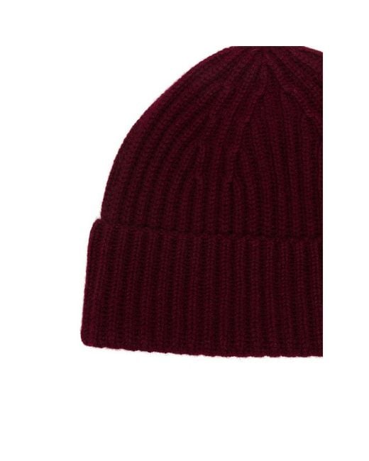Lisa Yang Red Martigny Ribbed-Knit Beanie Hat