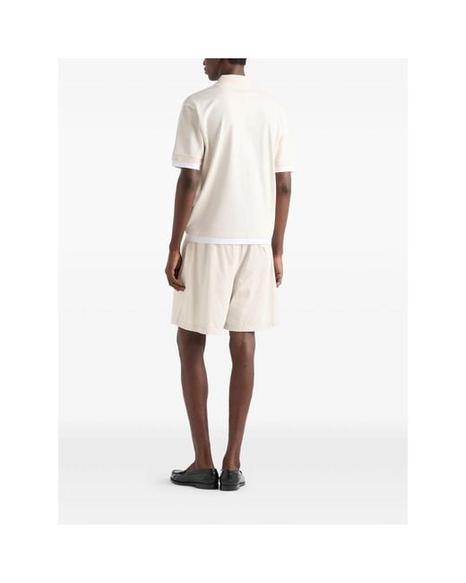 Prada White Cotton Polo Shirt for men