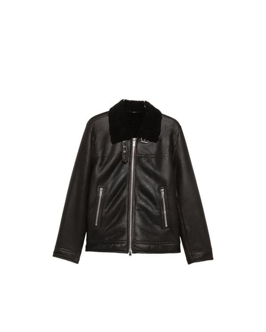 Dondup Black Leather Jacket for men