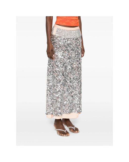 Rabanne Gray Sequin-Embellishment Maxi Skirt