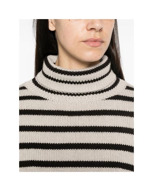 Lisa Yang Black Zerlina Striped Roll-Neck Sweater