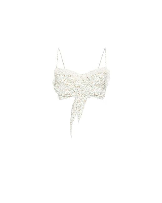 Ermanno Scervino White Sleeveless Silk Top With Floral Print