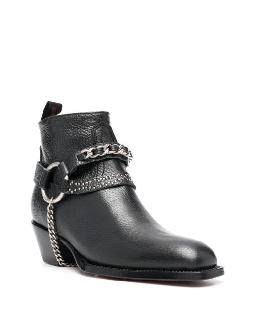 Sonora Boots Black 50Mm Chain-Embellished Leather Boots