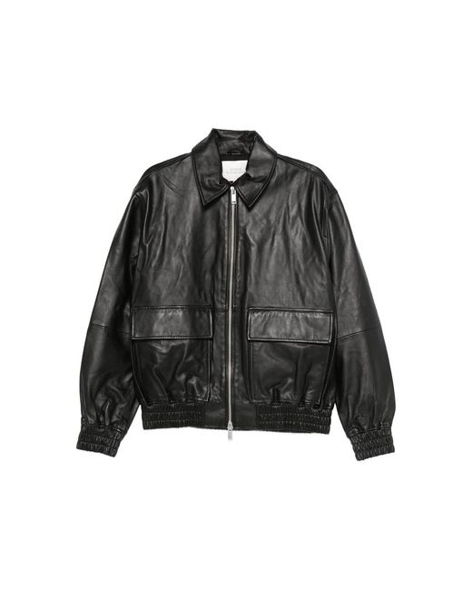 Studio Nicholson Black Piston Leather Jacket for men
