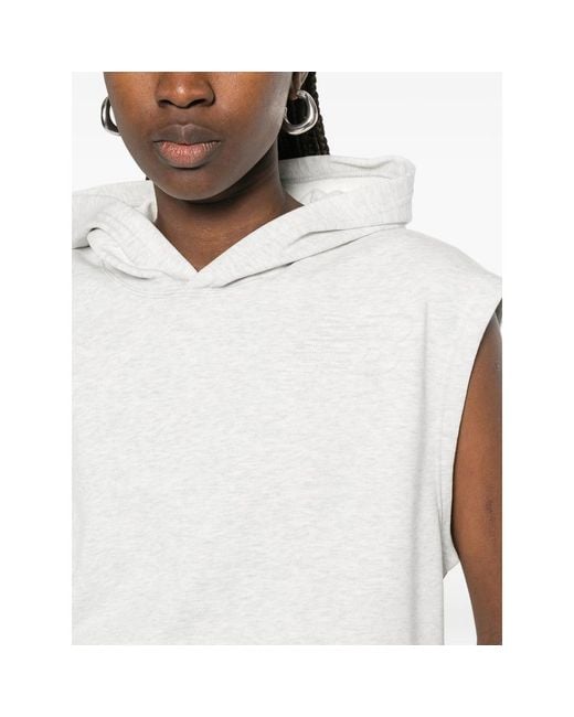 New Balance White Sweatshirt Sleeveless Hooded