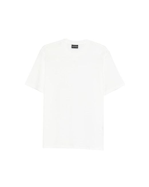 Emporio Armani White T-Shirt With Jacquard Logo Pattern for men