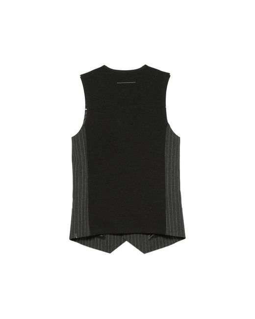 MM6 by Maison Margiela Black Pinstripe-Pattern Sleeveless Waistcoat
