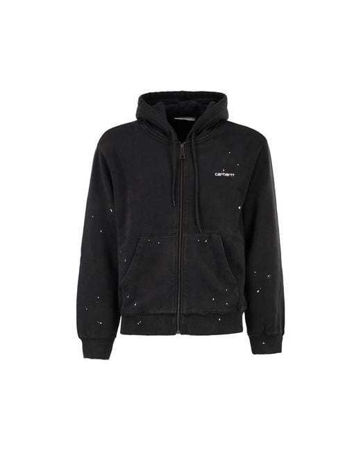 Carhartt Black Paint-Effect Zip-Up Hoodie