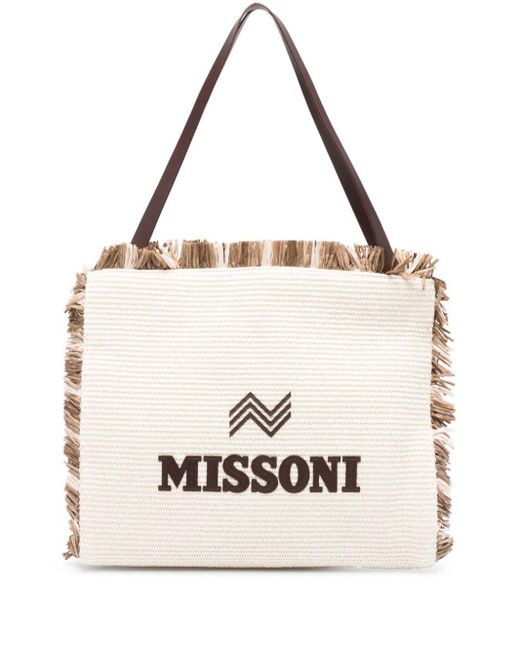 Missoni Natural Logo-patch Interwoven Shoulder Bag