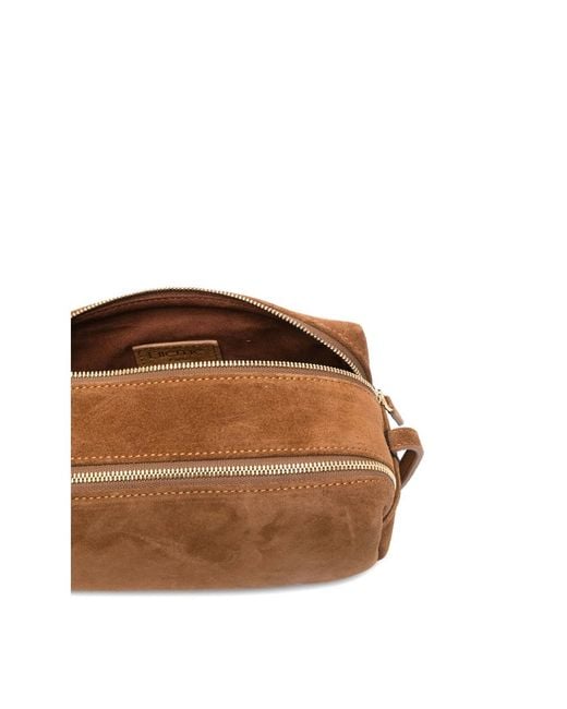 Elleme Brown Mini Trousse Suede Double-Zip Shoulder Bag