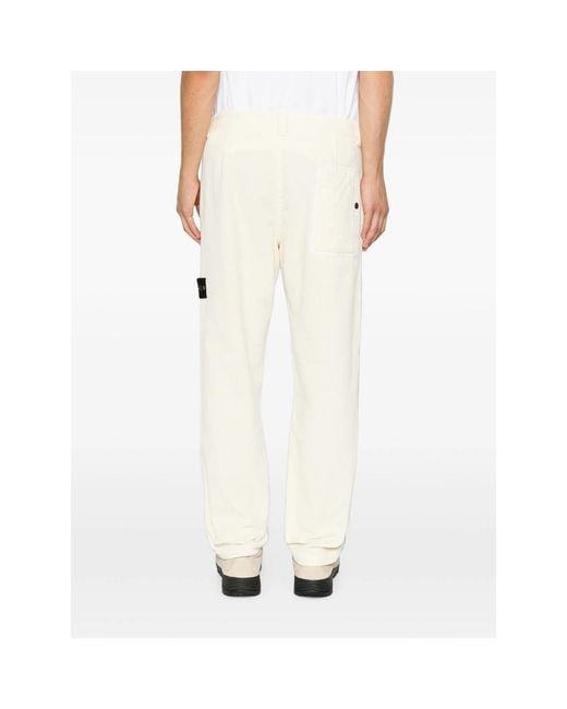 Stone Island White Neutrals Trousers for men