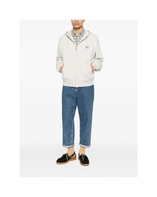 Drole de Monsieur White Logo-Detail Zip-Fastening Hoodie for men