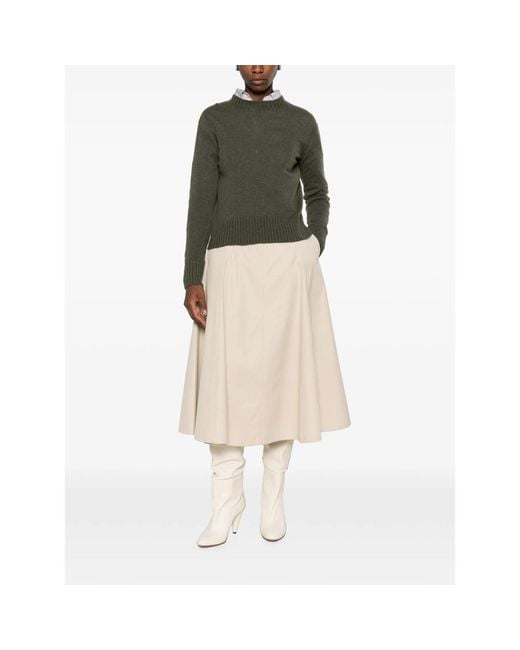 Aragona Green Long-Sleeve Ribbed-Trim Sweater
