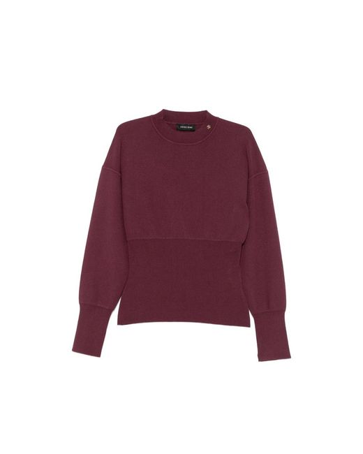 Anine Bing Purple Panelled Mock-Neck Sweater