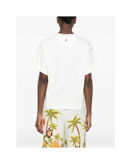 ALÉMAIS White Logo-Embroidered Cuffed T-Shirt